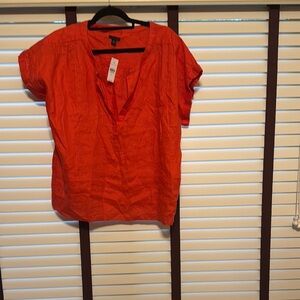 Ann Taylor Vibrant Red Linen Blouse -Size XL- NWT